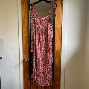 Old Navy Women's Tie-Shoulder Floral-Print Split-Front Midi Swing Dress M